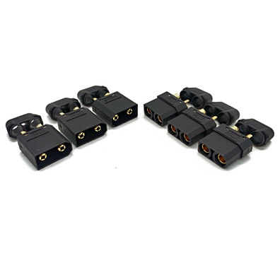 Maclan XT90 Connectors- BLACK (3 Female/3Male)