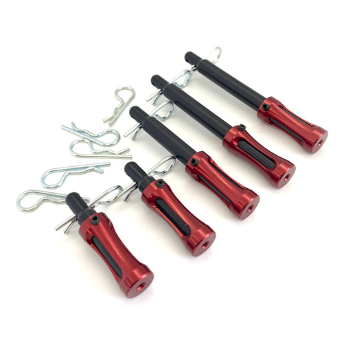 GFRP Clip-On Pan Car Body Posts-Alum. Base/ Delrin Post- RED