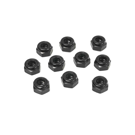 Lefthander-RC 3/16 Aluminum 4-40 Mini Lock Nuts (10) - BLACK