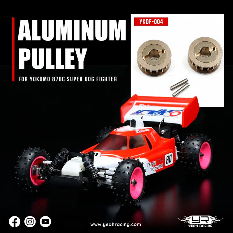 Yeah Racing Aluminum Pulley 2pcs For Yokomo 870C Super Dog Fighter YZ10 2023 YZ-W91, YKDF-004GM