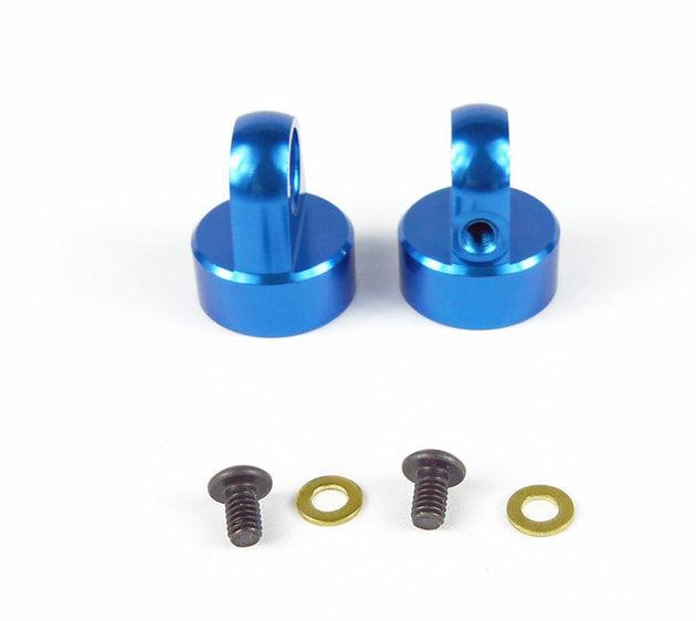 Custom Works Vented MDX Shock Caps Blue Aluminum (2), CW-1439