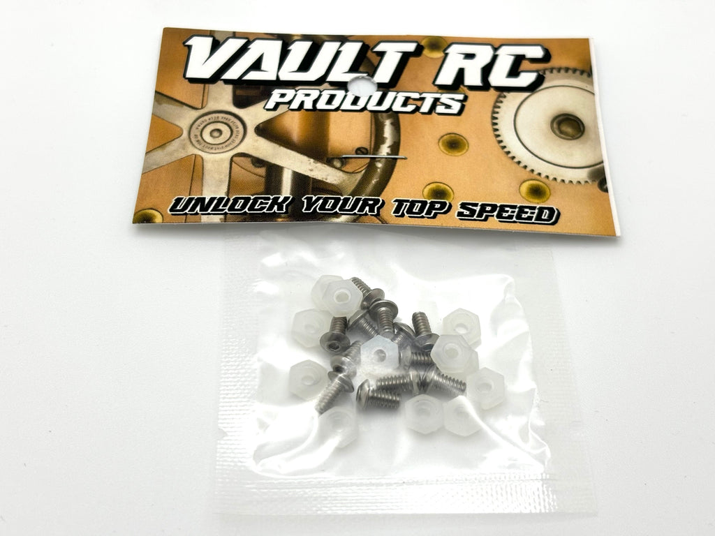 4-40 x 1/4 Lexan Body Stainless Button Head Screw & Plastic Nut Kit (12 pieces ea), VRC-1017