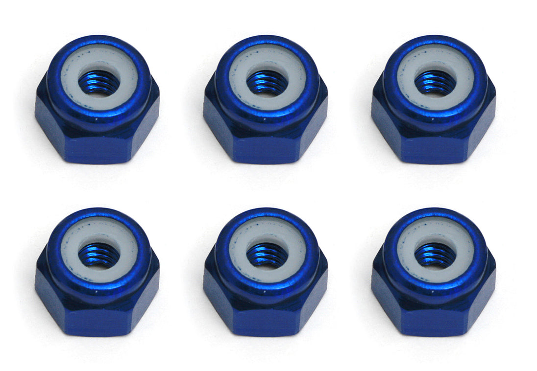 Team Associated FT Locknuts, 8-32, blue aluminum, ASC-6943