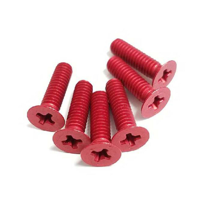 Lefthander RC 100 Degree 8-32 x 5/8 Aluminum Screws (6)- RED