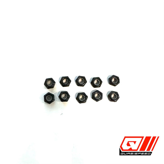 Team GFRP / Quasi Speed 3mm Locknuts Black (10) QS-6833