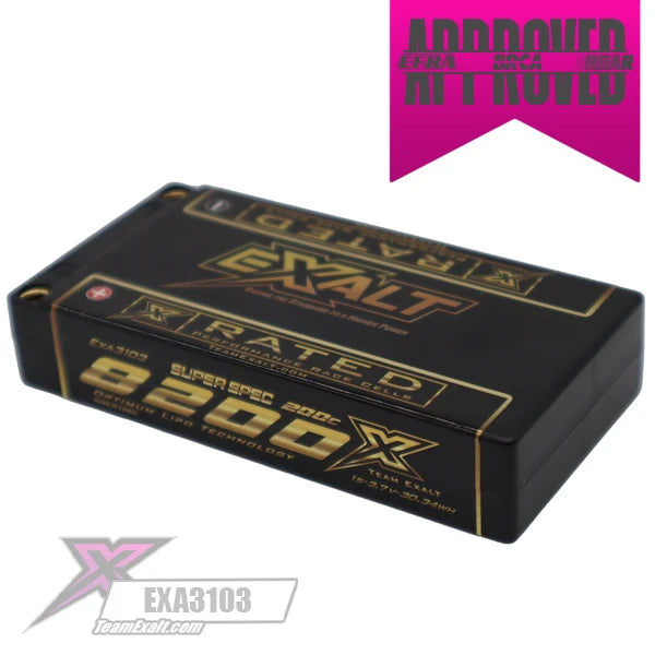 X-Rated 1S 200C Low "IR" LiPo Battery (3.7V/8200mAh) w/5mm Bullets, EXA3103