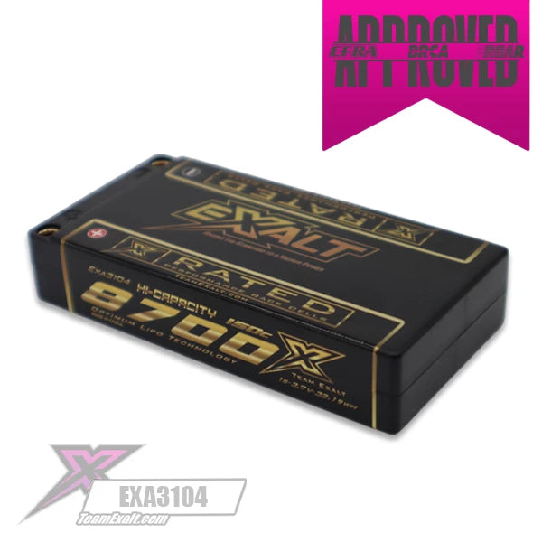 X-Rated 1S 150C HC LiPo Battery (3.7V/8700mAh) w/5mm Bullets, EXA3104
