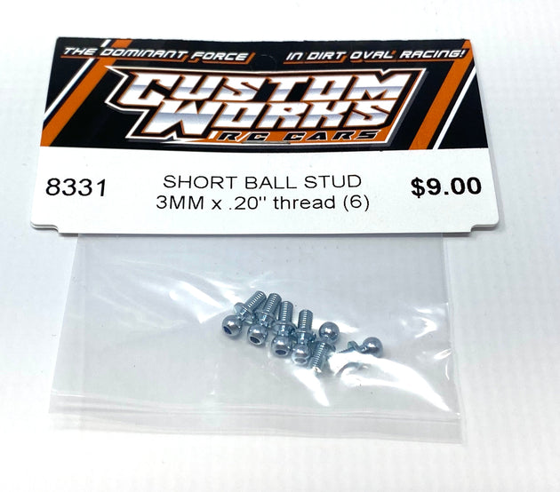 Custom Works Short Ball Stud - 3mm x 0.20" Thread (6), CW-8331