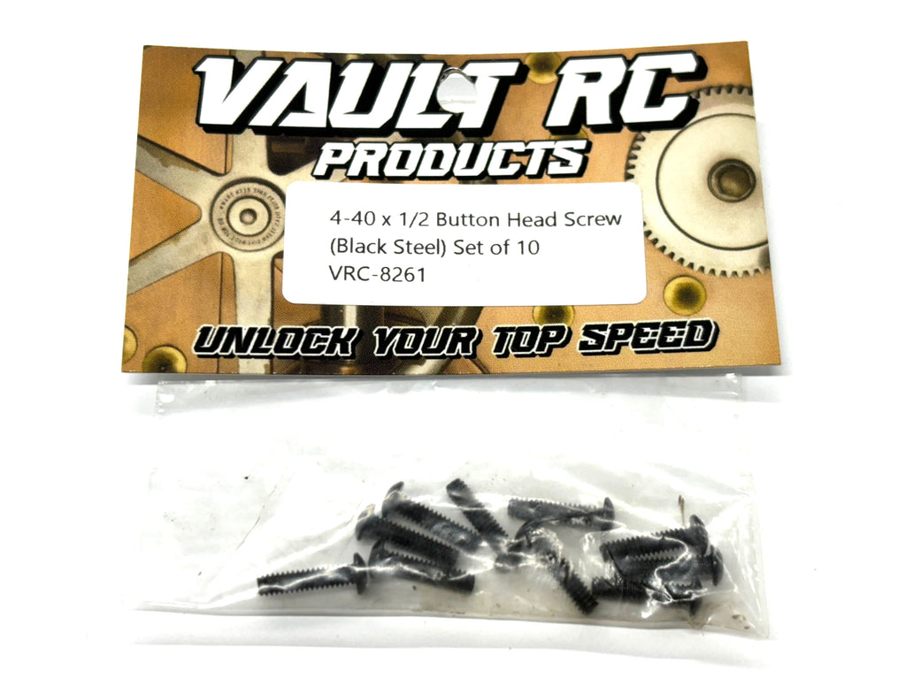4-40 x 1/2 Button Head Screw (Black Steel) Set of 10, VRC-32590