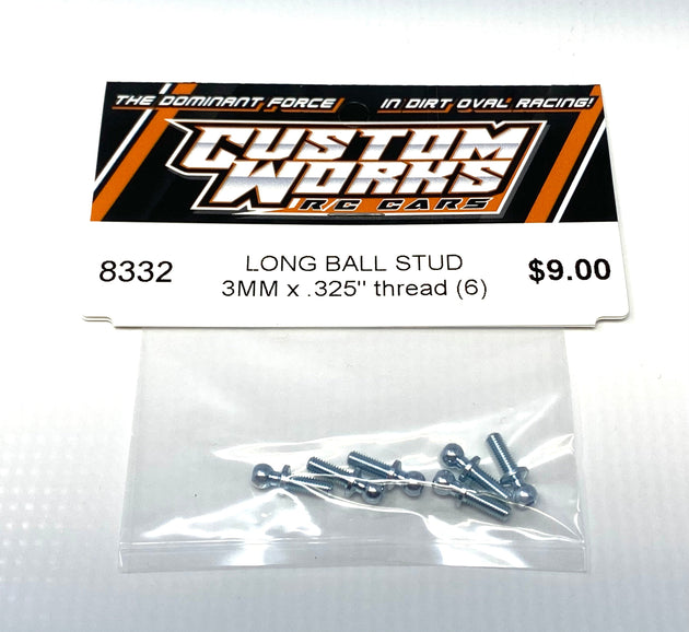 Custom Works Long Ball Stud - 3mm x 0.325" Thread (6), CW-8332
