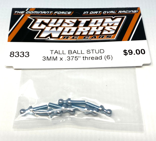 Custom Works Tall Ball Stud - 3mm x 0.375" Thread (6), CW-8333